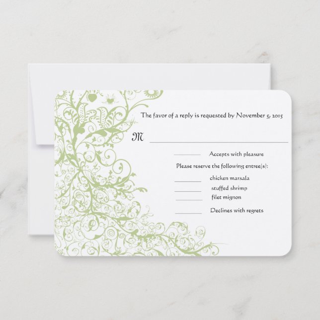 Birds & Swirls #28 Wedding RSVP Response Card (Dos)