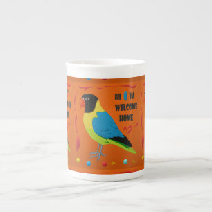 BIRDS THEMA PARROT ART BILDFARBEN GEMISCHT PROZELLANTASSE