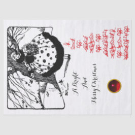 BIRDS TREM UND CHRISTMAS LADY Schwarz-weiß Red Gem Seidenpapier