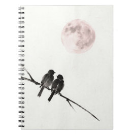 Birds Under Blush Moon Notebook Notizblock