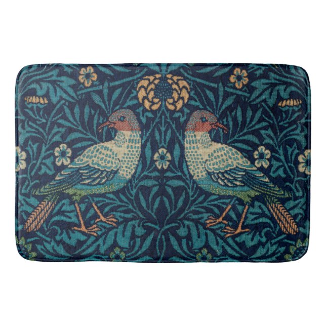 "Birds" von William Morris Blue Pattern  Badematte (Vorderseite)