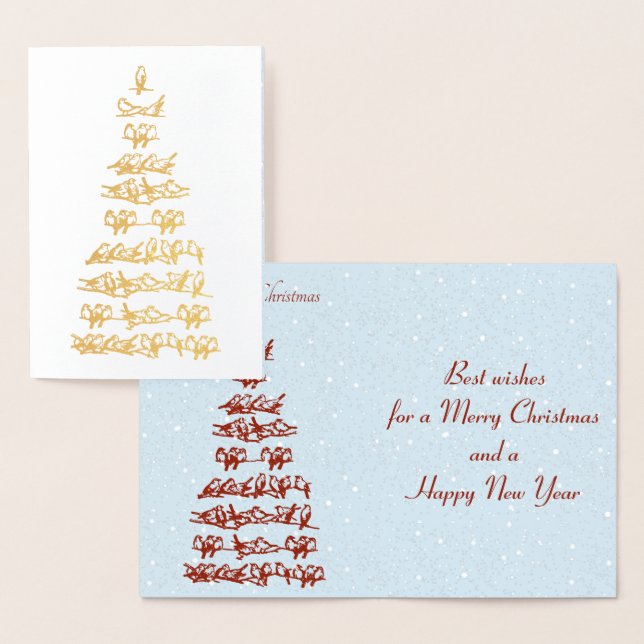 Birds Weihnachtsbaum Folienkarte (Anzeige)