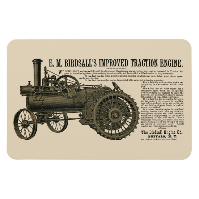 Birdsall's Steam Motor Traktion 1889 Traktor Magnet (Horizontal)