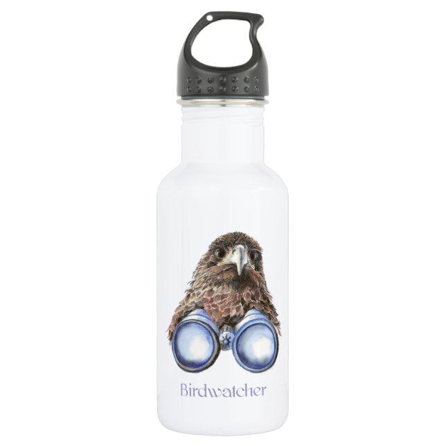 Birdwatcher Hawk Bird beobachtet Spaß Trinkflasche (Vorderseite)