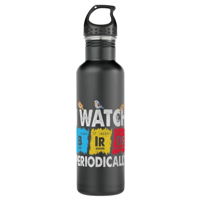 Birdwatcher Ich sehe Vögel regelmäßig Crazy Birde Edelstahlflasche (Vorderseite)