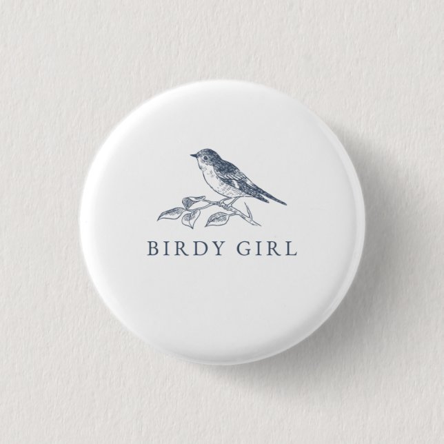 Birdy Girl Bird Watcher Button (Vorderseite)