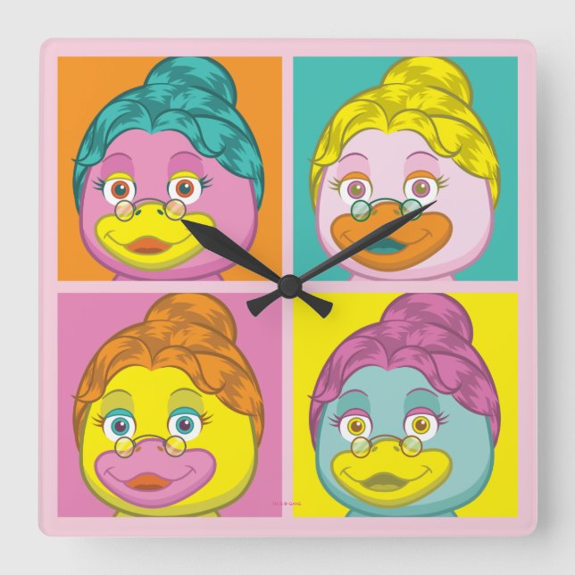 Birdy Pop Art Quadratische Wanduhr (Vorderseite)