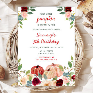 Birgundy Red and Blush Pumpkins Geburtstagsparty Einladung