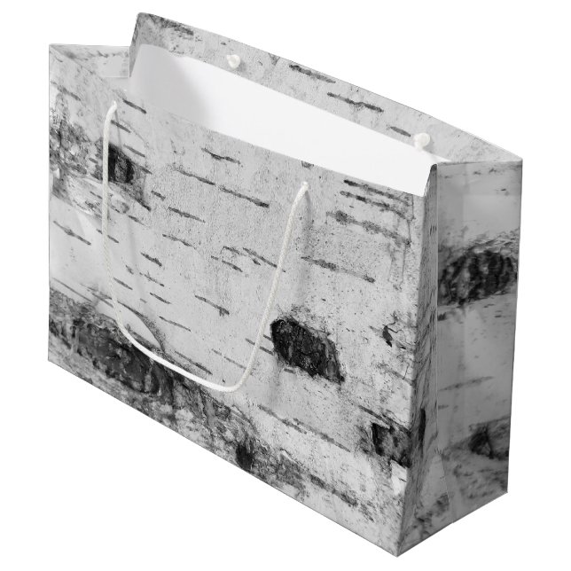 Birke Muster große Geschenktasche Geschenktüte (Vorderseite Schrägansicht)