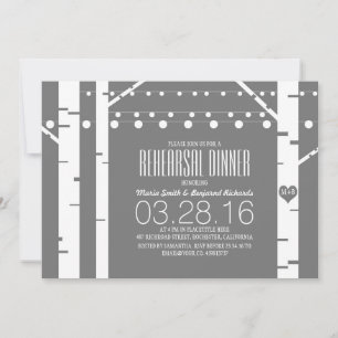 Birken-Baum-Herz u. Schnur-Licht-Proben-Abendessen Einladung