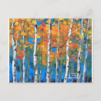 Birken-Baum-Malerei, blaue Birke, fallen Postkarte