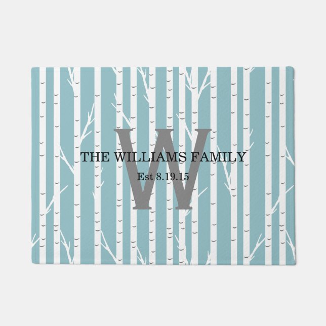 Birken-Baum-mit Monogramm Fußmatte (Vorderseite)