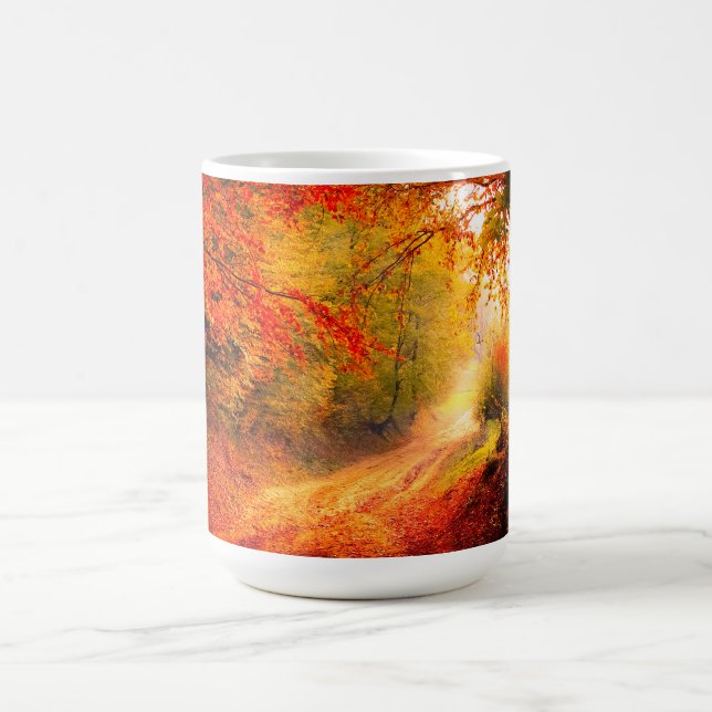 Birken Bäume Herbst Orange Blätter Landschaft Kaffeetasse (Mittel)