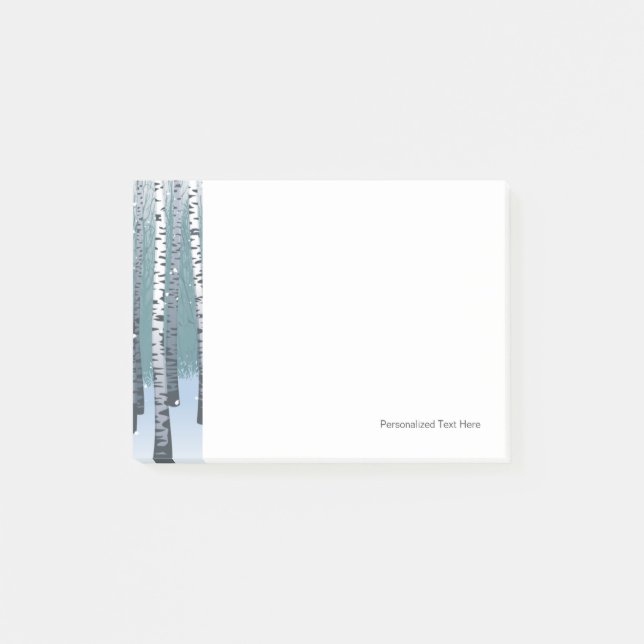 Birken im Winter-Wald Post-it Klebezettel (Vorderseite)