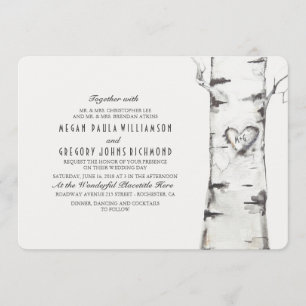 Birken-Rustikal-Hochzeit Einladung
