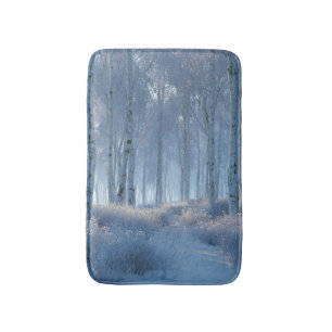 Birken-Strahlen-Schnee-Wald Badematte