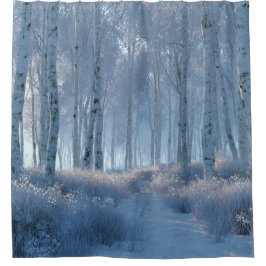 Birken-Strahlen-Schnee-Wald-Duschvorhang Duschvorhang