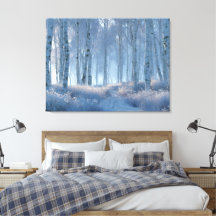 Birken-Strahlender-Schnee-Wald 