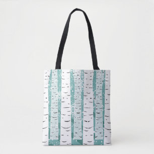 Birkenbaum Schneeflocke Winter gestreift aquamarin Tasche