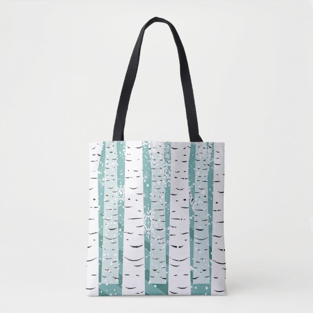 Birkenbaum Schneeflocke Winter gestreift aquamarin Tasche (Vorderseite)