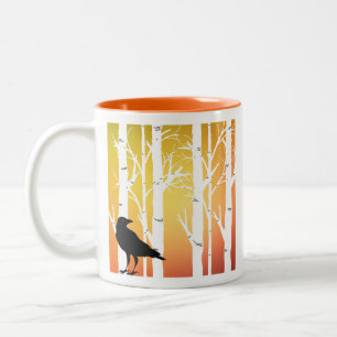 Birkenbaum und Krähe Zweifarbige Tasse