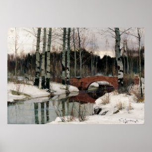Birkenbaum-Waldwinter-Replik-Malereiplakat Poster