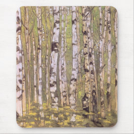 Birkenbäume in einem Wald (Roerich) Mousepad