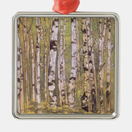 Birkenbäume in einem Wald (Roerich) Ornament Aus Metall