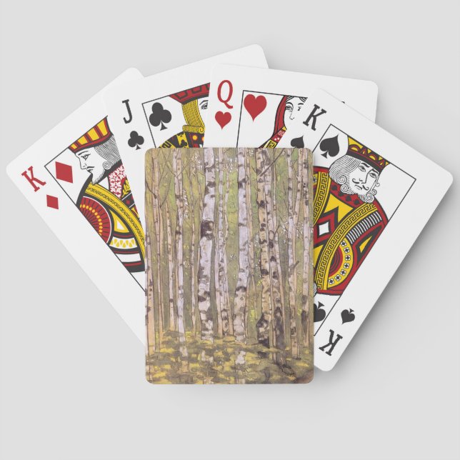 Birkenbäume in einem Wald (Roerich) Spielkarten (Rückseite)