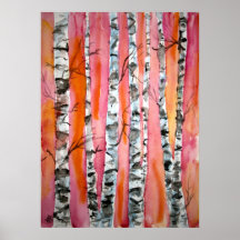 Birkenbaumlandschaft abstrakte Kunstdruckplakate