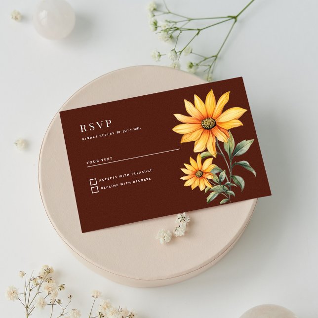 Birkenbraun-Pfefferminzsonnenblüten Blume UAWG Einladung (Peaty brown orange mint sunflower flowers RSVP)