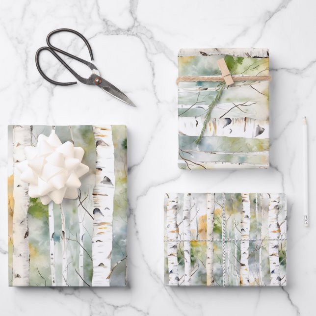 Birkenrinde Geschenkpapier Set (Vorderseite)