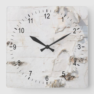 Birkenrinde Quadratische Wanduhr