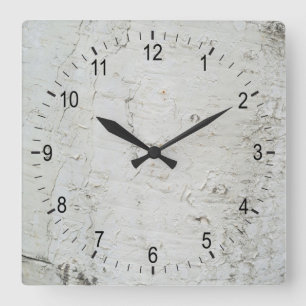 Birkenrinde Quadratische Wanduhr