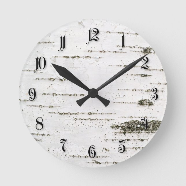 Birkenrinde Runde Wanduhr (Vorderseite)