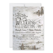 Birkenrinde rustikale Hochzeitseinladung