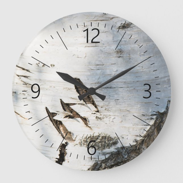 Birkenrindemuster Große Wanduhr (Vorderseite)
