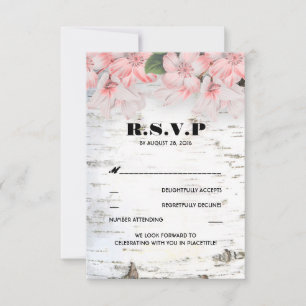 Birkenrinden-Rustikale-Landhochzeit-RSVP-Karten RSVP Karte