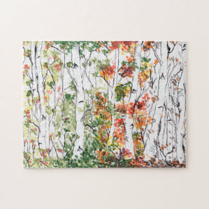 Birkenwald, vier Jahreszeiten - Puzzle