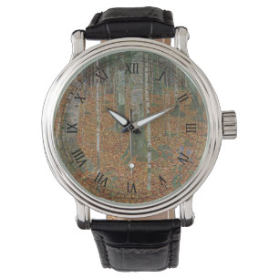 Birkenwald von Gustav Klimt, Vintage Art Nouveau Armbanduhr