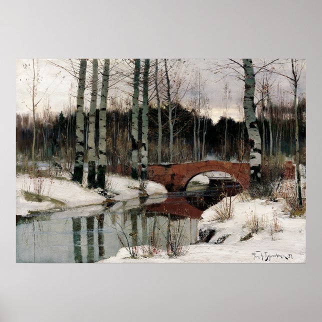 Birkenwald Winterreplikation Malposter Poster (Vorne)