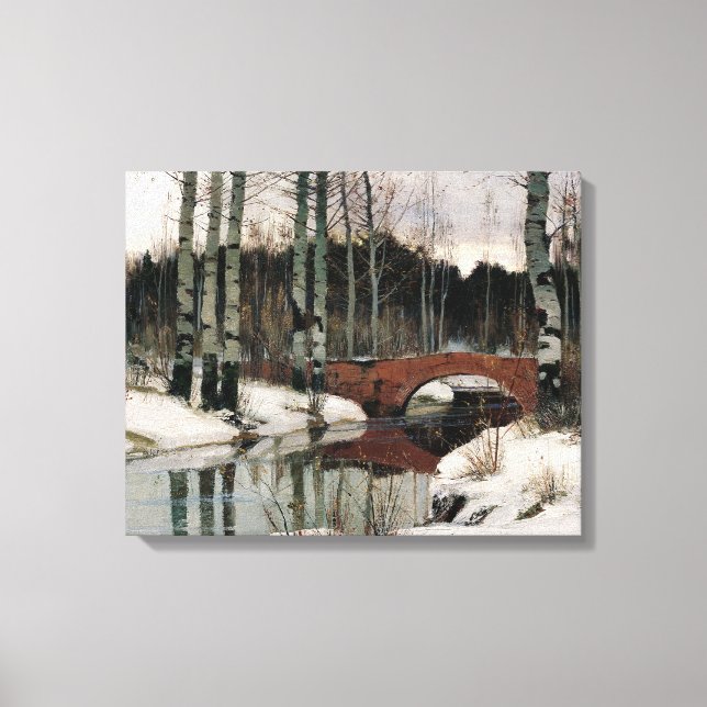Birkenwald Winterszene Leinwand Malerei (Vorderseite)