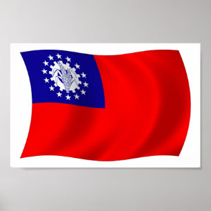 Birma Flag Poster Print
