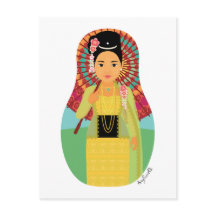 Birma, Myanmar Matryoshka Postcard