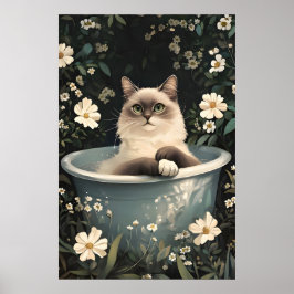 Birma Poster in der Badewanne, Lustiges Katzenpost