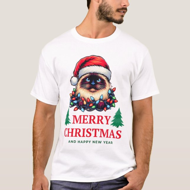 Birman Cat Christmas Hat Xmas T-Shirt (Vorderseite)