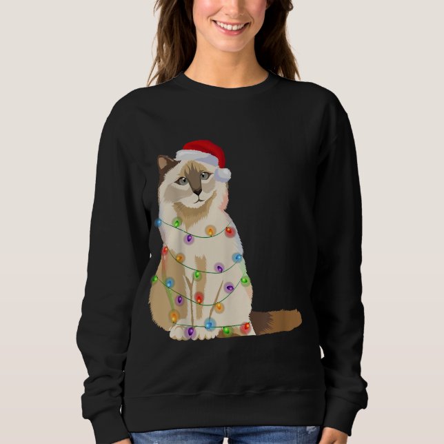 Birman Cat Christmas Lights Xmas Cat Lover Santa H Sweatshirt (Vorderseite)