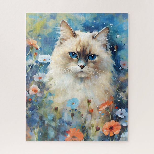 Birman Cat farbige Aquarellbilder (Vertikal)