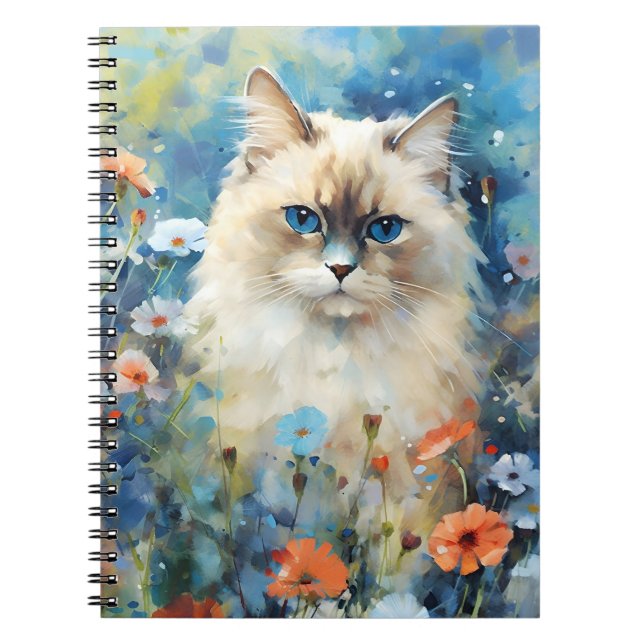 Birman Cat farbige Aquarellbilder Notizblock (Vorderseite)