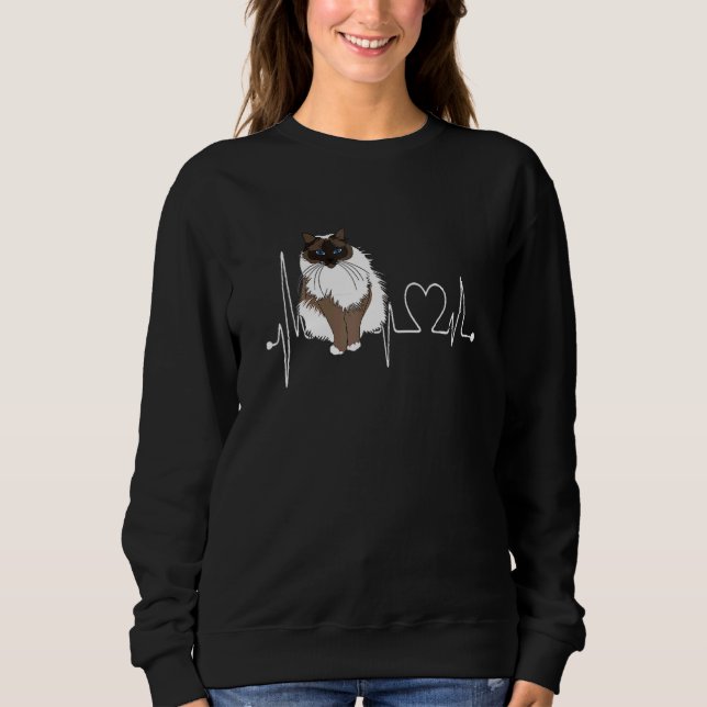 Birman Cat Heartbeat EKG  Cat Kitten  Design Sweatshirt (Vorderseite)